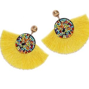 BNWT yellow fun & flirty fringe earrings